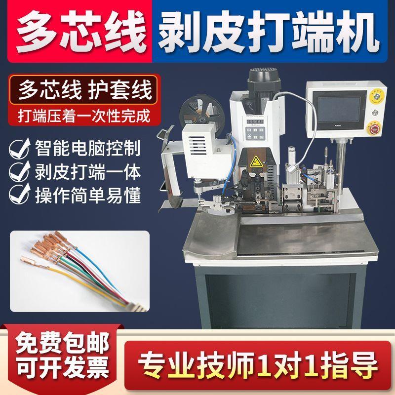 全自动连剥皮带打端子机多芯线剥皮打端一体机护套线剥皮打端厂家