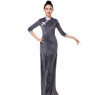 古典旗袍舞蹈服装永不消逝的电波春晚舞剧晨光曲渔光曲演出服女