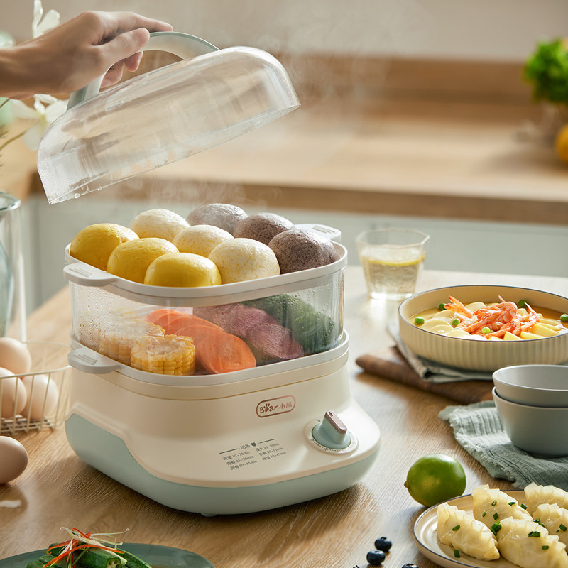 小熊多功能电蒸锅家用小型蒸汽锅多层大容量早餐机电蒸笼蒸菜神器