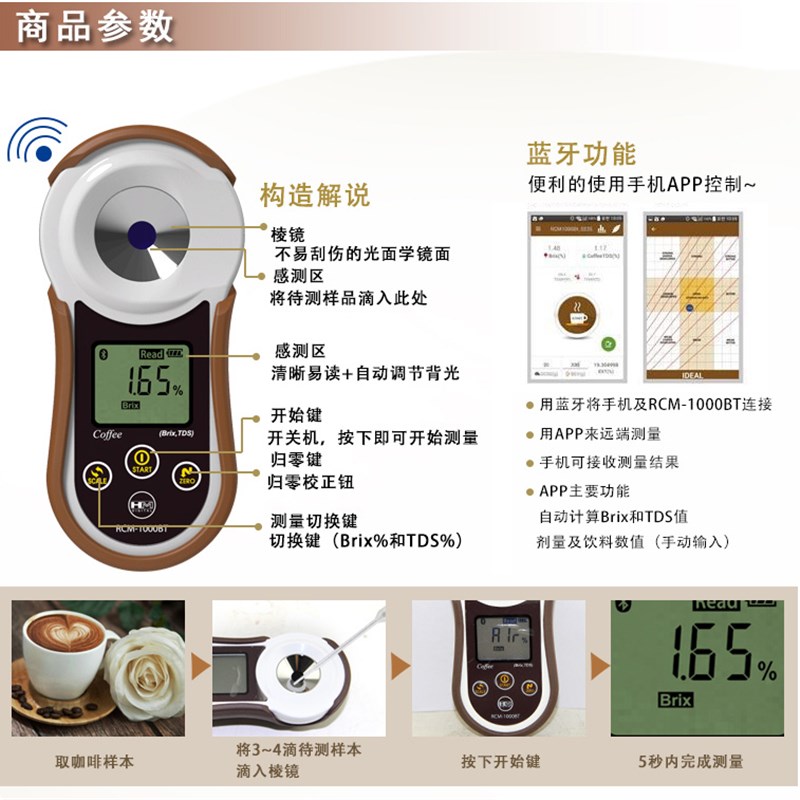 韩国HM数显咖啡浓度计Brix咖啡糖度TDS咖啡浓度仪coffee咖啡测量