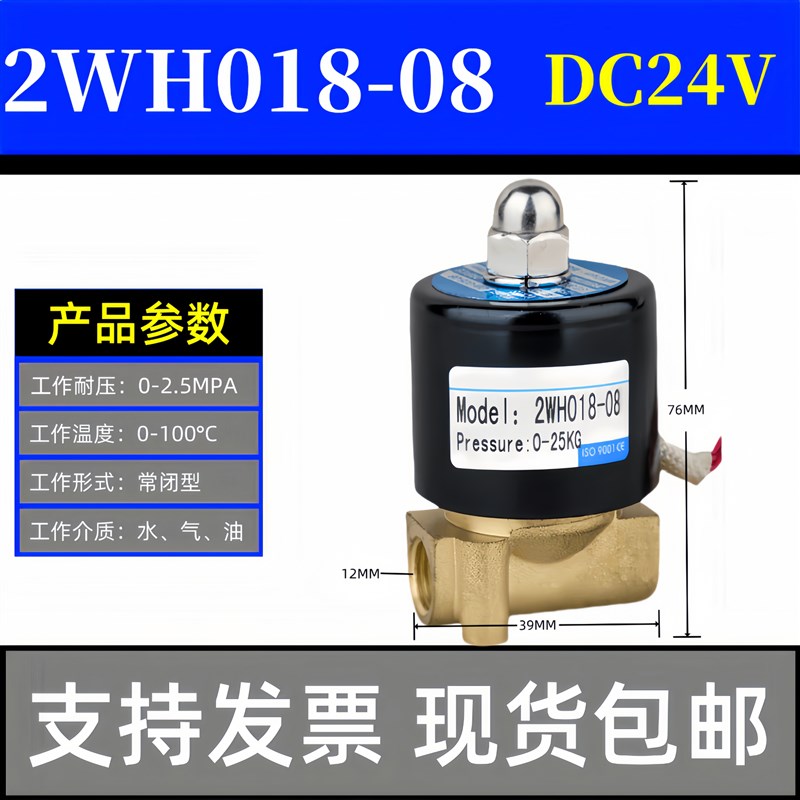 高压常闭电磁阀2WH018-08开 关气阀2分耐压25KG AC220V DYC24