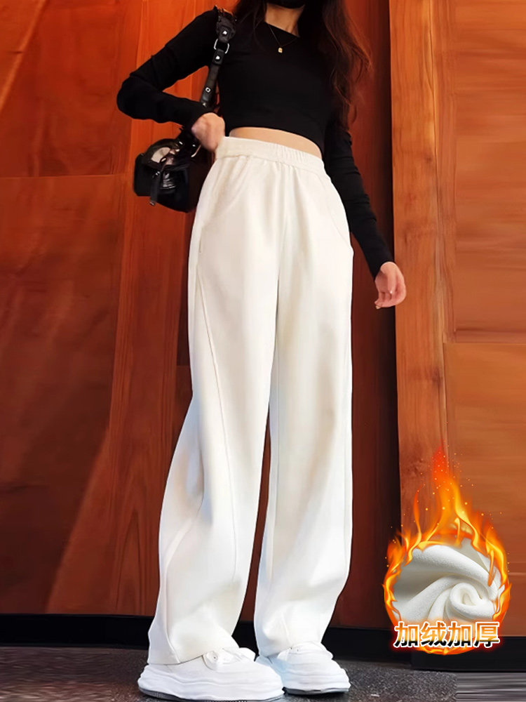 2024新款秋冬小个子休闲运动裤羊毛衬里加粗弯刀运动裤,女装/女士精品,大码裤装,淘宝优惠券,粉丝福利购,淘宝优惠卷