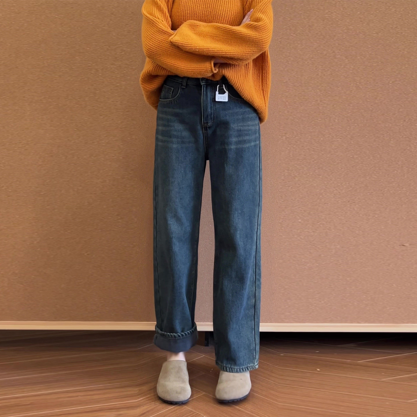 大码加绒直筒牛仔裤女秋冬2025新款高腰显瘦胖mm宽松百搭蓝色长裤,女装/女士精品,大码裤装,淘宝优惠券,粉丝福利购,淘宝优惠卷