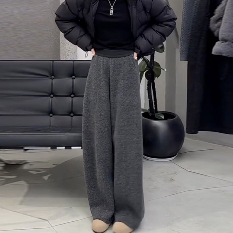 高级感毛呢弯刀裤女秋冬2025年新款垂感显瘦糯米裤宽松加绒阔腿裤,女装/女士精品,大码裤装,淘宝优惠券,粉丝福利购,淘宝优惠卷
