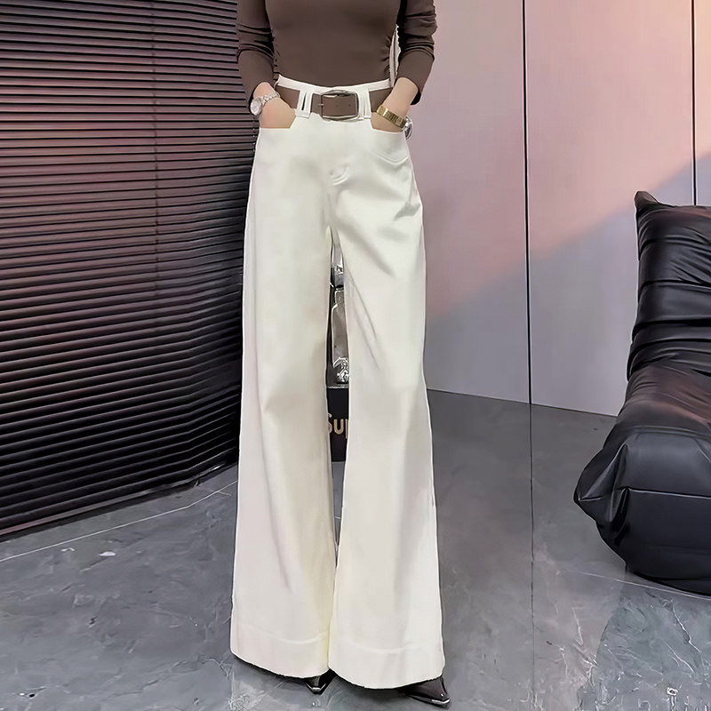 韩系白色微喇加绒直筒裤子女秋冬2025新款大码显瘦宽松遮肉阔腿裤,女装/女士精品,大码裤装,淘宝优惠券,粉丝福利购,淘宝优惠卷