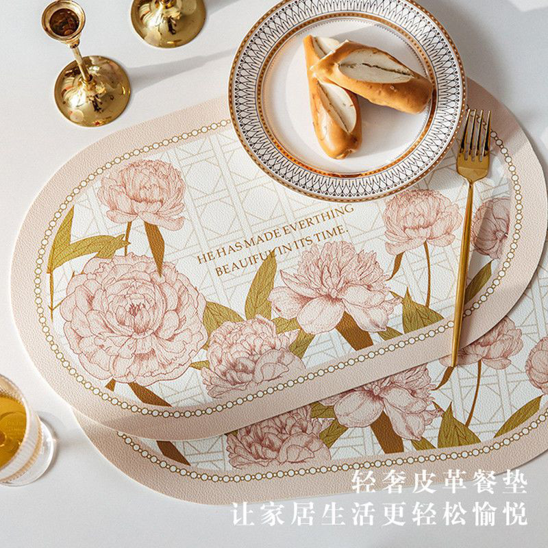 17ZZTY美式餐垫pu皮革防水防油轻奢高级感隔热垫桌垫西餐盘家用垫