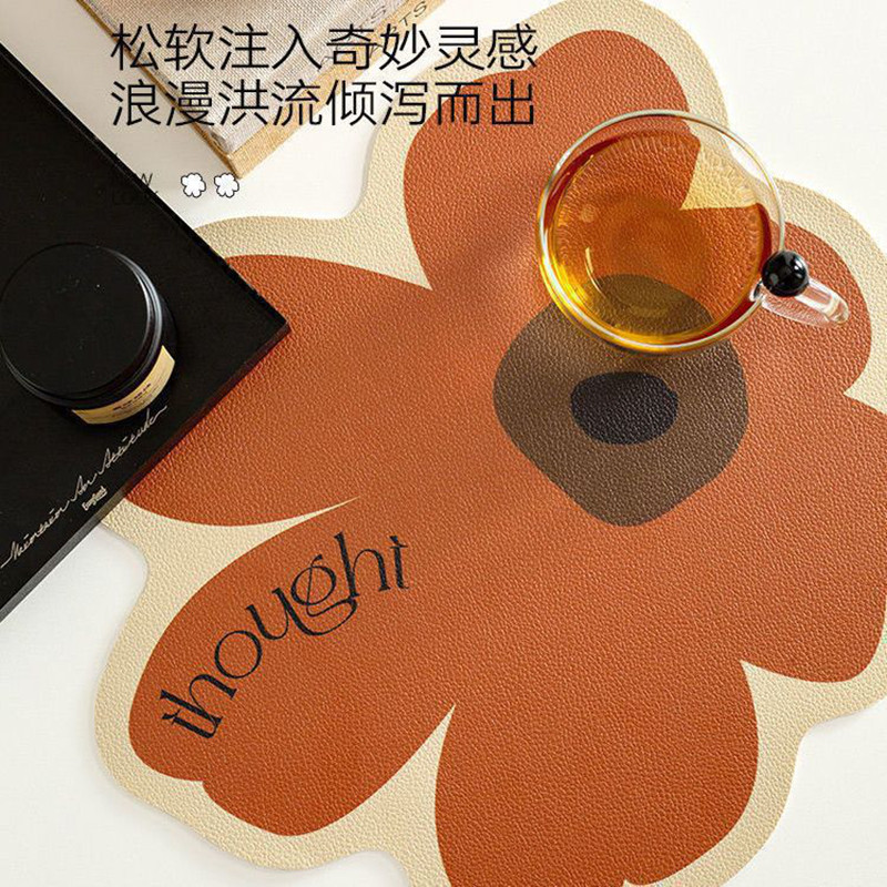 17ZZTY欧式复古餐垫轻奢高级感桌布防水耐高温隔热杯垫皮革餐桌垫