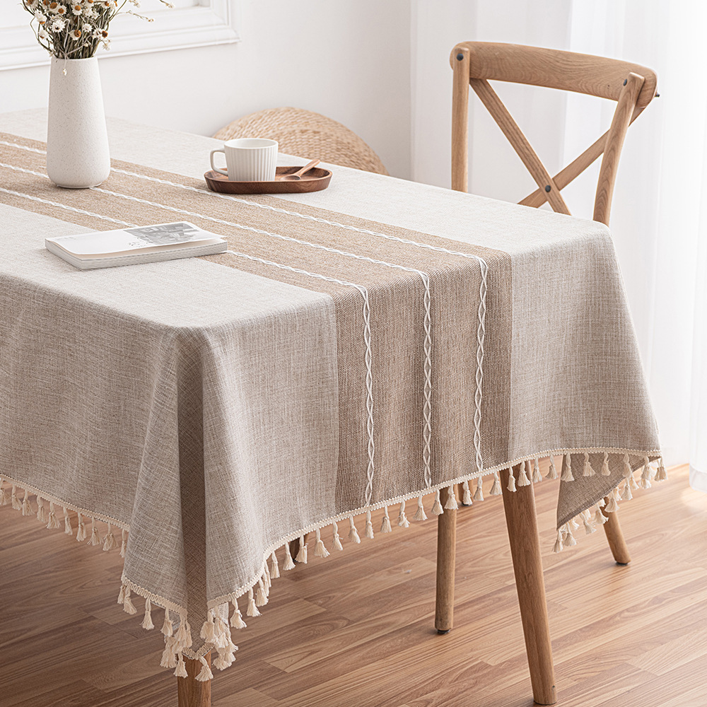 现代简约棉麻布艺长方形桌布茶几垫书桌布野餐垫家用台布