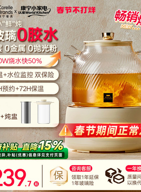康宁养生壶炖煮一体家用多功能花茶壶全玻璃纯养生烧水壶2026新款