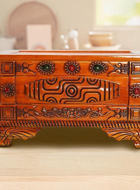 实木糌粑盒带防滑底垫民族特色