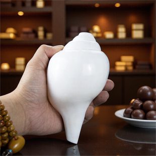 尼泊尔右旋白海螺藏式法螺佛前供奉摆件七供八供吉祥响螺大海螺