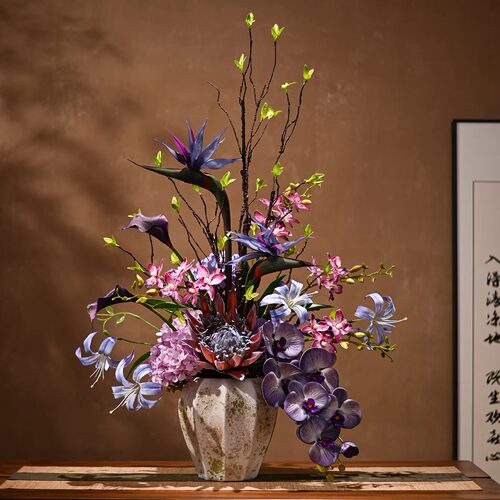 新年春节高端仿真花艺客厅摆花