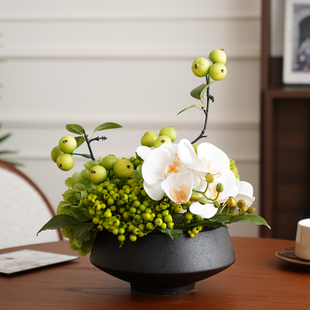 轻奢高档彷真花艺茶几客厅餐桌假花摆件创意几何花瓶酒店装饰摆花