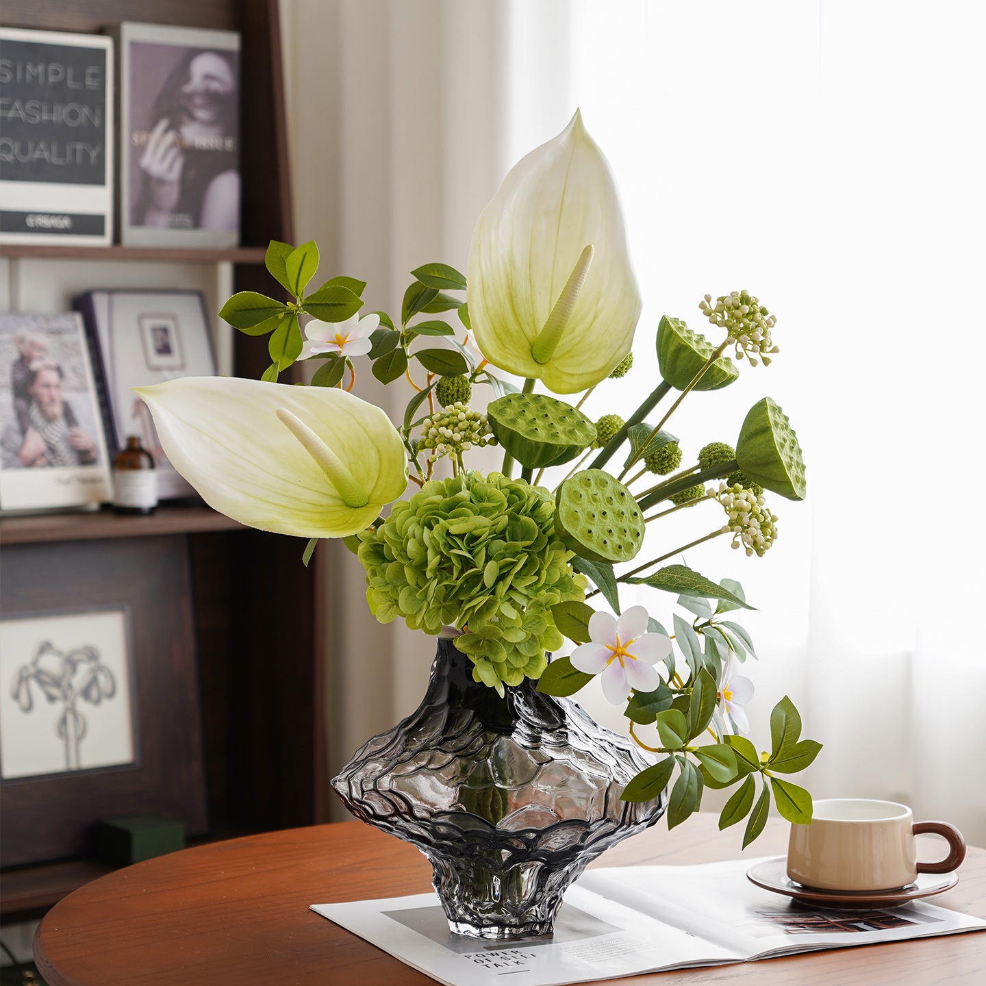 青菀幽綻花藝+U瓶大號淺灰臥室