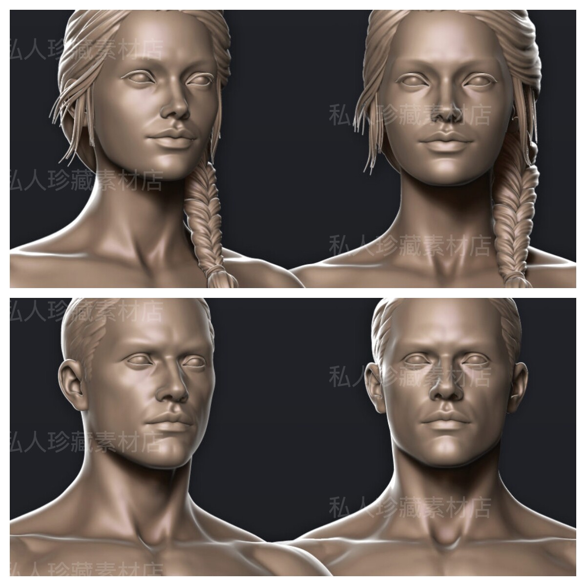 精细布线拓扑zb男女角色基础人物3d模型ztl fbx格式zbrush人体188