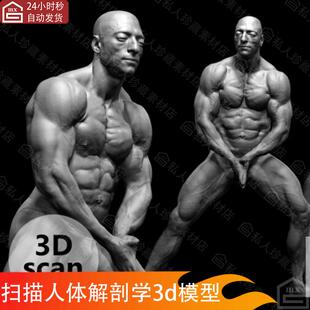 ZBrush扫描人体姿势肌肉男壮汉解剖学雕刻雕塑人物角色建模3d模型