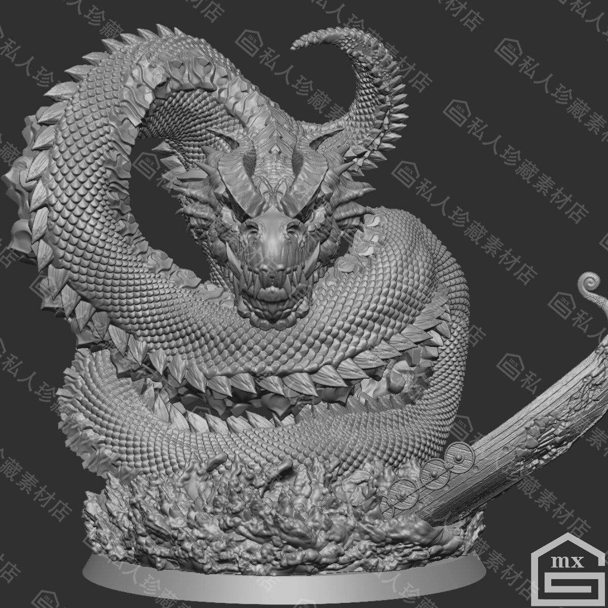 zbrush龙王雕塑3D模型stl龙三维可3d打印圆雕盘龙雕刻图纸高模