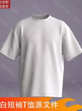 Marvelous Designer Clo3D上衣白色短袖T恤MD衣服源文件素材