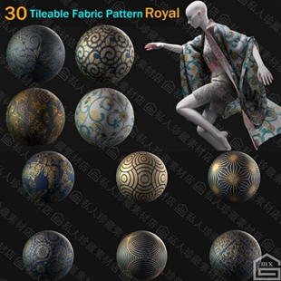 substance painter平铺布料复古纹理材质sp花纹装饰丝绸服装材质