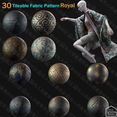 substance painter平铺布料复古纹理材质sp花纹装饰丝绸服装材质