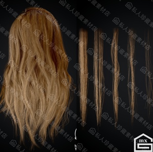 八猴4次时代游戏插片女性毛发头发3d模型4k纹理贴图tga八猴源文件