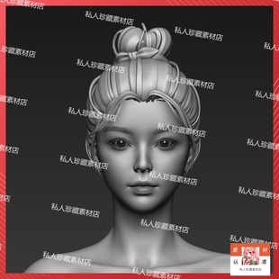 Blender亚洲古风美女性角色全身脚手3d模型zb人体雕刻模型 zbrush