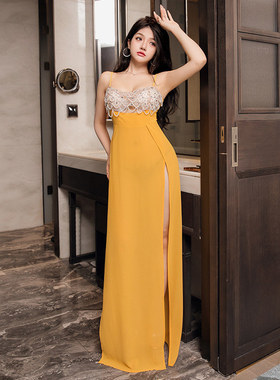 轻奢性感名媛风夜店晚礼服手工缝钻连衣裙气质收腰显瘦宴会长裙