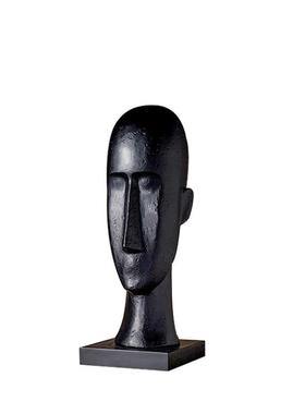 创简约抽象意北GSW欧四白色人脸方雕塑摆件家居家具客厅软装黑装