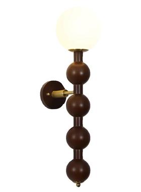 法式厅中古壁灯美式复胡具桃木客450卧室房间墙古灯实木床头灯led