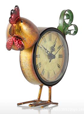 机热卖儿童节园铁艺用时钟实创意动物摆件工田8/艺品礼品械怀旧