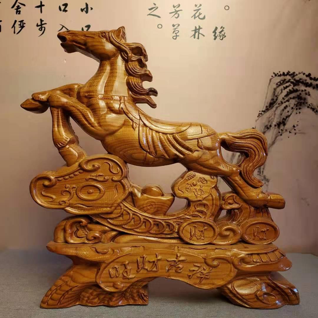 桃木生肖马八骏图龙马精神八马题材家居桃木摆件桃木制品走访会销