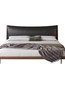 意式极白简真皮床香奈床古风中黑软色双人床1.8米简约89613婚床蜡