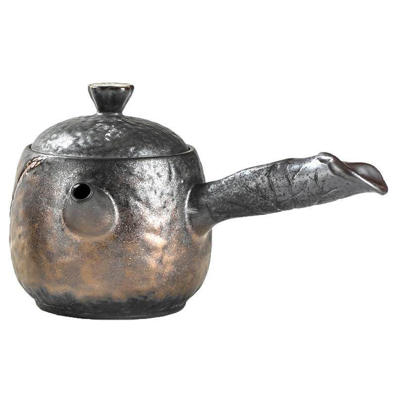 鎏金粗陶茶壶中式简约家用过滤单壶陶瓷功夫茶具复古泡茶壶茶杯,餐饮具,茶壶,淘宝优惠券,粉丝福利购,淘宝优惠卷