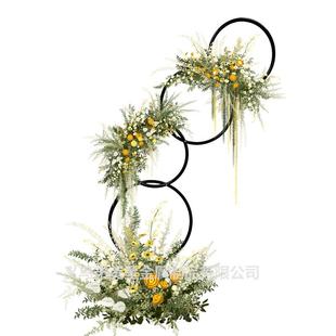 艺货源铁庆铁艺拱婚门多圆环门道具户外草坪背景A-7花婚礼装饰