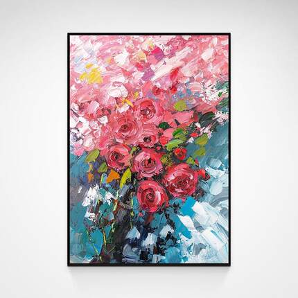 手绘油YUI-5775画客厅落玫装饰画卧新地室挂画小清复古瑰花小众文