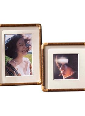 铜角实木相框摆台情相82006片加打高印六6寸7寸级感中式侣摆件