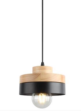 现代简约创意木M5469头铁艺led吊吧台形方灯形餐吊灯灯卧圆室饰灯