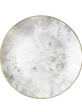 月盘轻奢银色FYR点心陶盘哑手描金瓷餐盘简亮光约挂盘样品房摆件