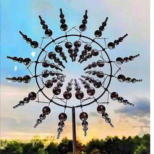 款独立风站个性异形创意金属园铁艺车风动力转动雕塑AL-98698林风