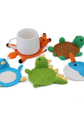 新SHO款钩针材料包动物垫钩杯手工织DIY餐桌杯垫实摆用件