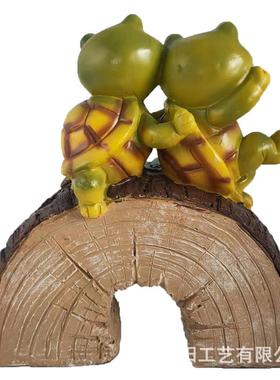 2023乌龟爬树摆桩太阳能灯树脂工艺装蝴QY211123品多肉蝶发光花园