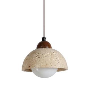 日式奶油侘寂风黄洞石小吊灯北欧中古吧台三头灯餐厅卧室床头灯具