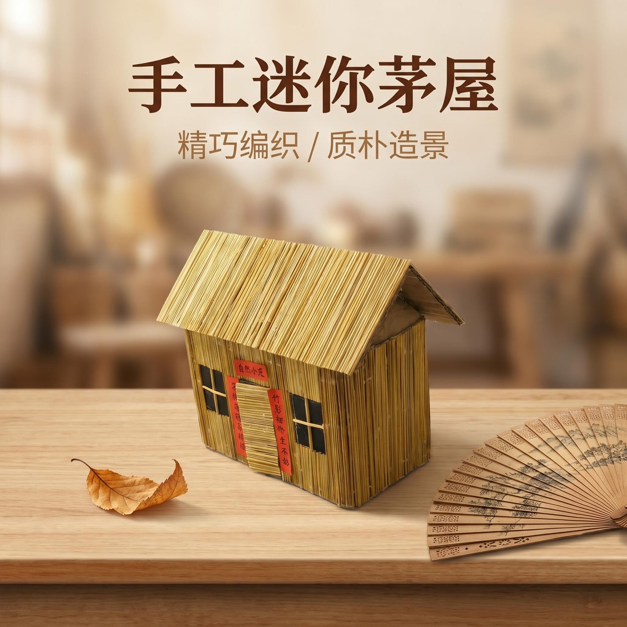 糯稻草手工迷你茅屋摆放陈列摆件