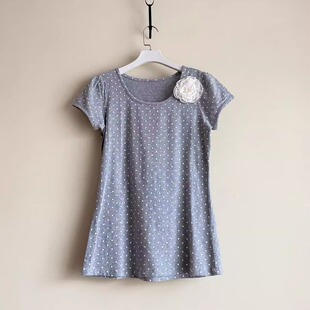 修身 夏季 休闲百搭衬衫 纯色上衣外043贸原单精品女装 显瘦棉T恤 薄款