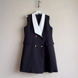 外贸原单女装 长裙564蕾丝拼接连衣裙气质显瘦百搭裙子 法式