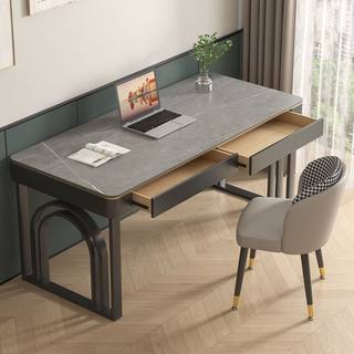 梵尔丹顿轻奢风岩板书桌意式灰色书房电脑桌家用卧室办公桌椅组合