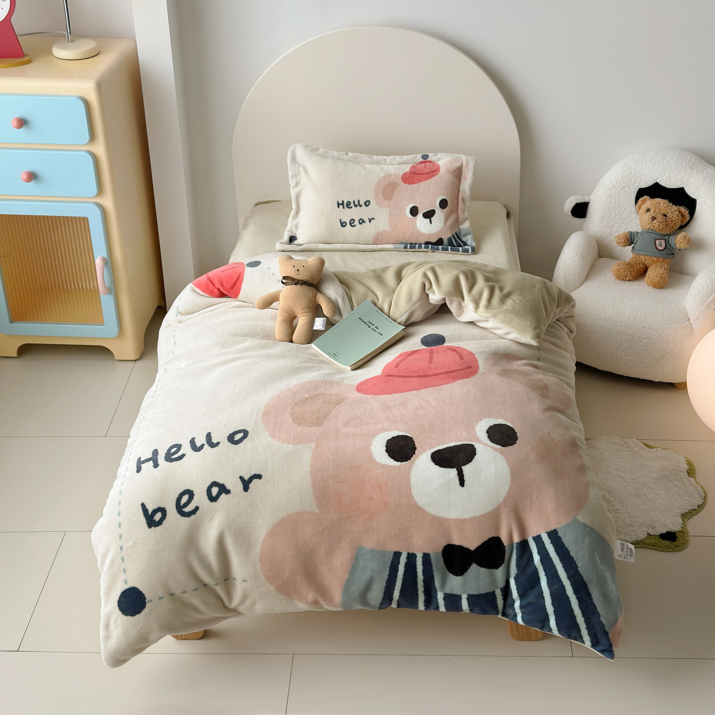 冬季幼儿园被子三件套牛奶绒儿童