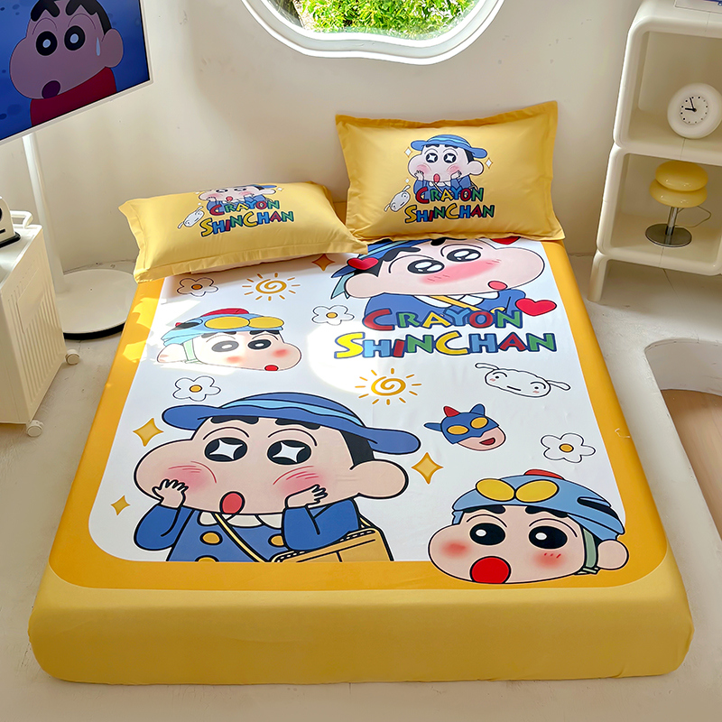 蜡笔小新床笠单件全包纯棉卡通