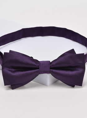 深紫色领结男式正装商务