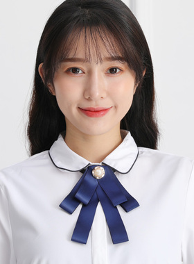 领花女装饰职业装正装工装蓝色空姐银行高档衬衫领免打免系花领结